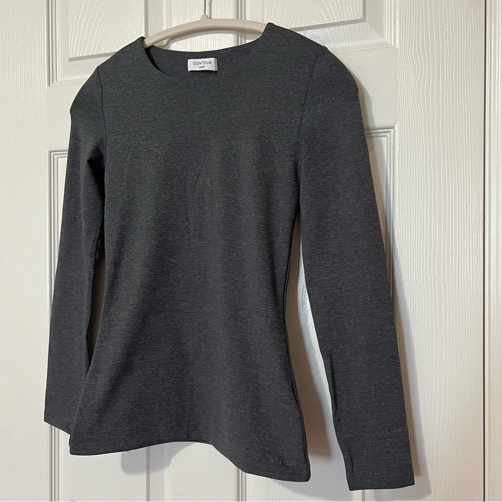 [NWT] Aritzia Contour Crew Hip Long-Sleeve Heather Charcoal Gray - Sz S - Picture 4 of 16